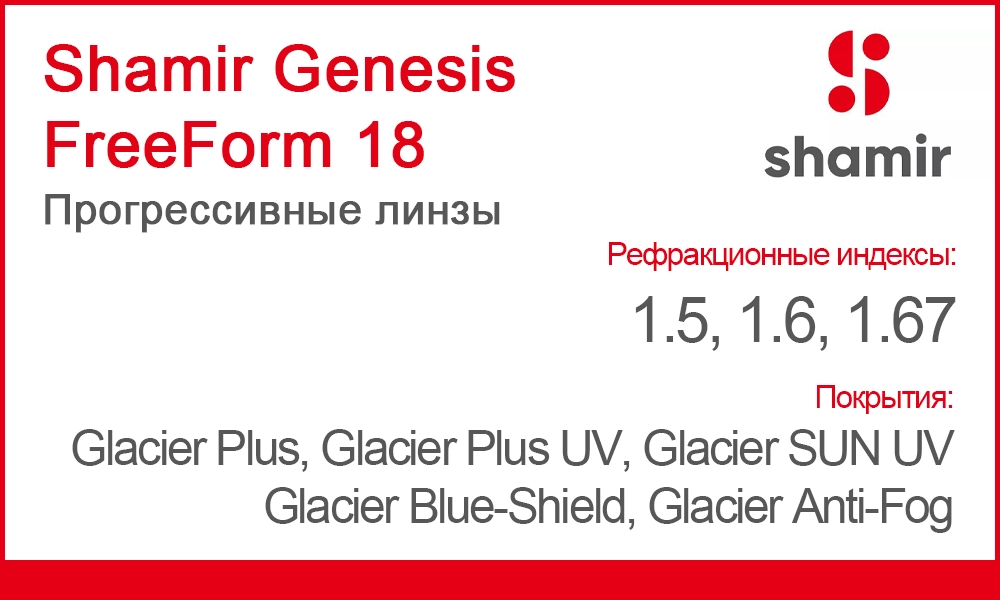 Линзы Shamir Genesis FreeForm 18