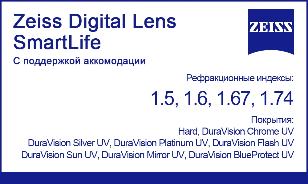 Мультифокальные линзы Zeiss Digital Lens SmartLife с поддержкой аккомодации